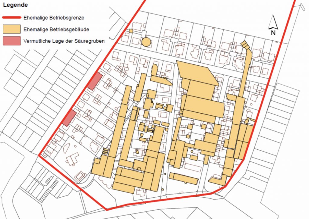 Die Lage der früheren chemischen Fabrik (Grafik: CDM Smith).